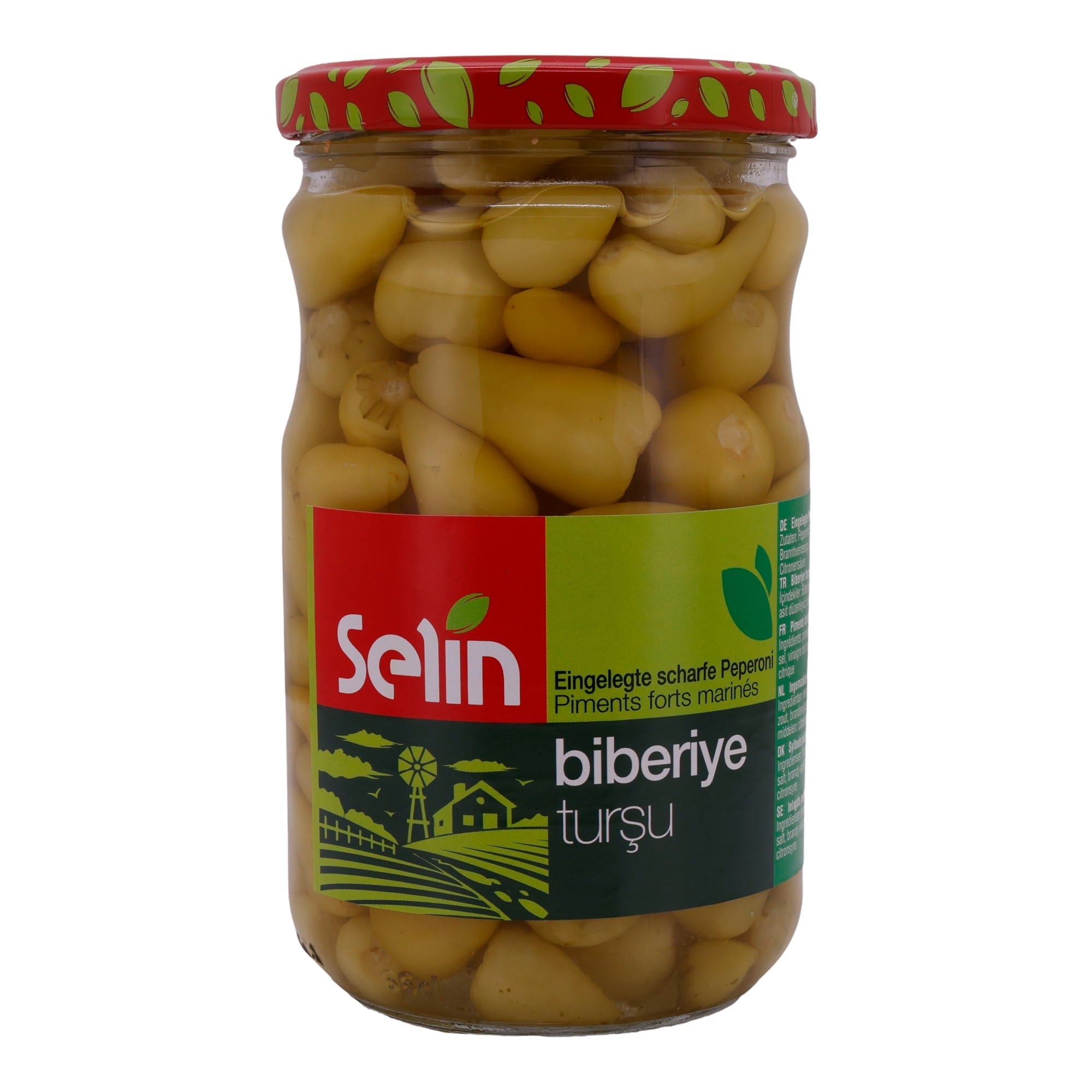 Peperoni Selin | Scharfe | Marinierte Paprika in Essig, würzig & frisch | 580g SELIN